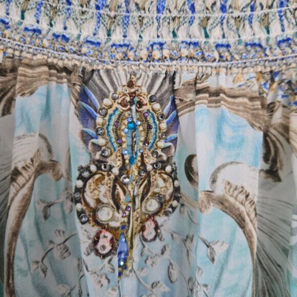 Camilla Gatsbys Girl Off Shoulder Shirred Blouse XS 165E - Picture 8 of 11